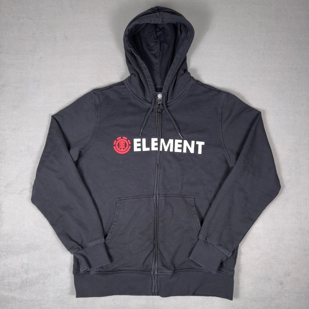 Element Skateboards Full Zip Hoodie Mens L Black Logo Skater Streetwear